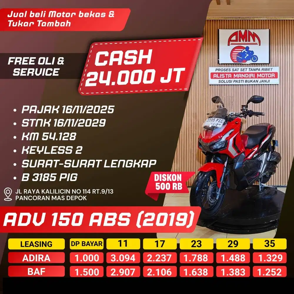 DP 1JT ADV ABS TH 2019 CASH/TRADE IN/ BAYAR PAKAI CC / PAYLATER