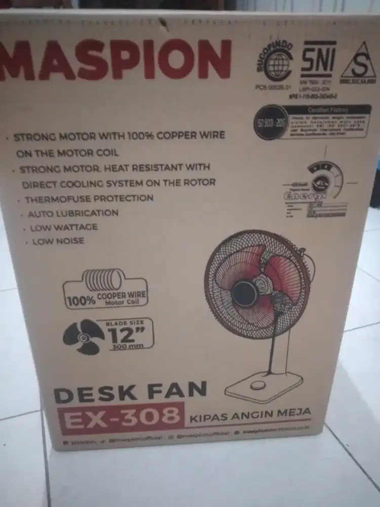 Kipas angin maspion EX 308 kondisi baru