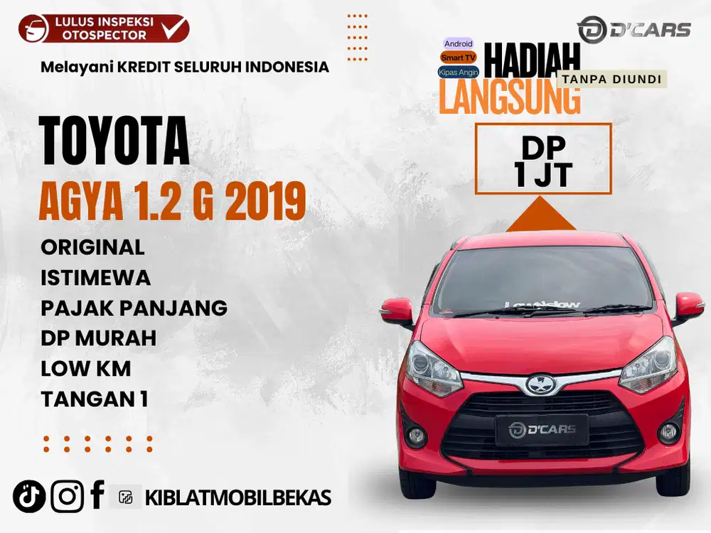 TOYOTA AGYA 1.2 G 2019 LOW KM TANGAN 1 BEBAS BANJIR BEBAS LAKA
