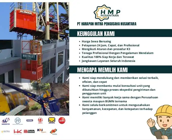 Sewa Lift Barang dan Lift Passenger Untuk Proyek