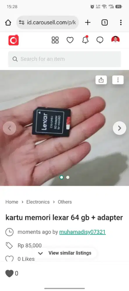 micro sd + adapter lexar 64 gb