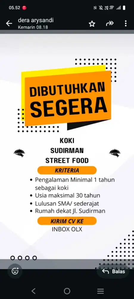 Cari Koki Foodcourt Jalan Sudirman & Sumbersari