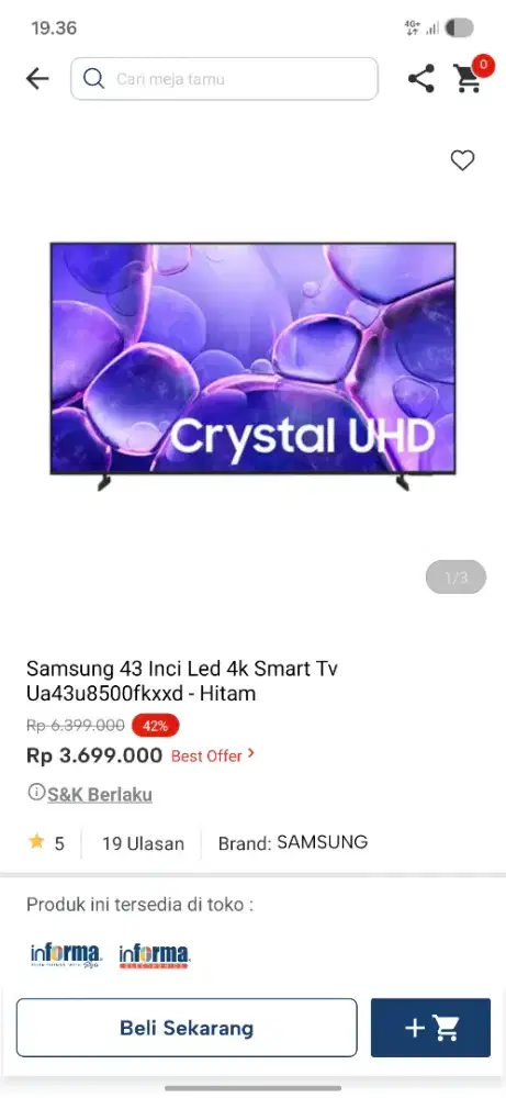 Ready stok tv 43 inc samsung smart tv