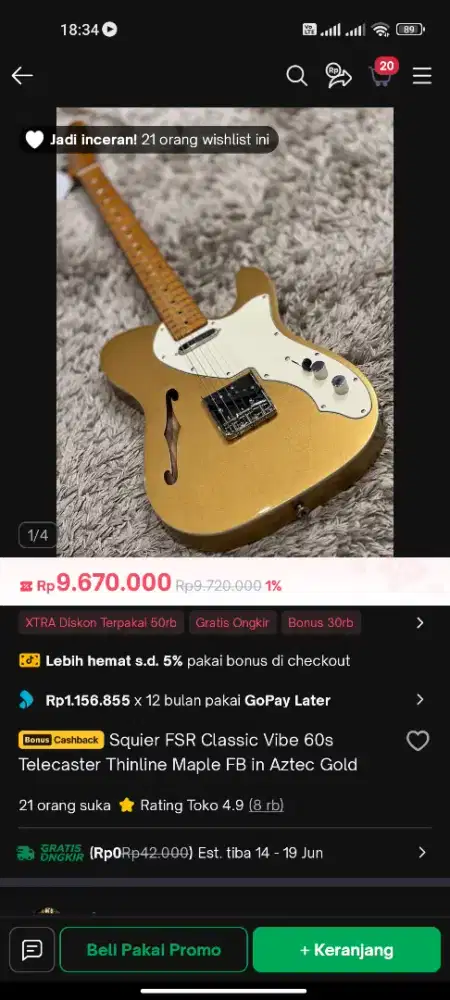 Squier FSR Classic Vibe Thinline 60s