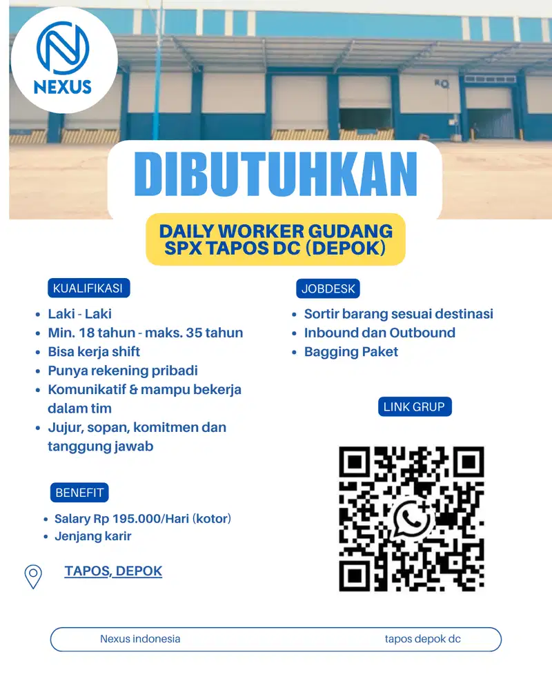 LOWONGAN KERJA TAPOS DC (DEPOK)