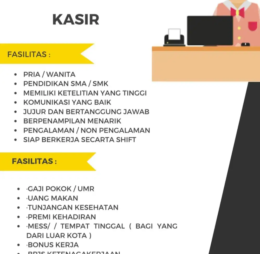 Dibutuhkan Segera Admin Kasir Resto