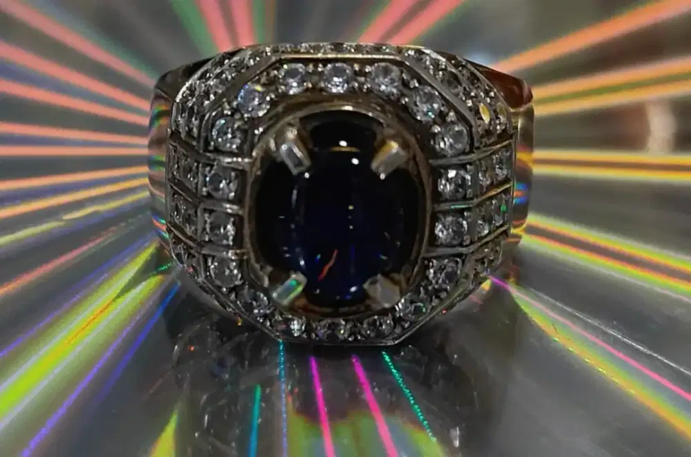 Cincin permata blue sahipphire,asli dengan sertifikat