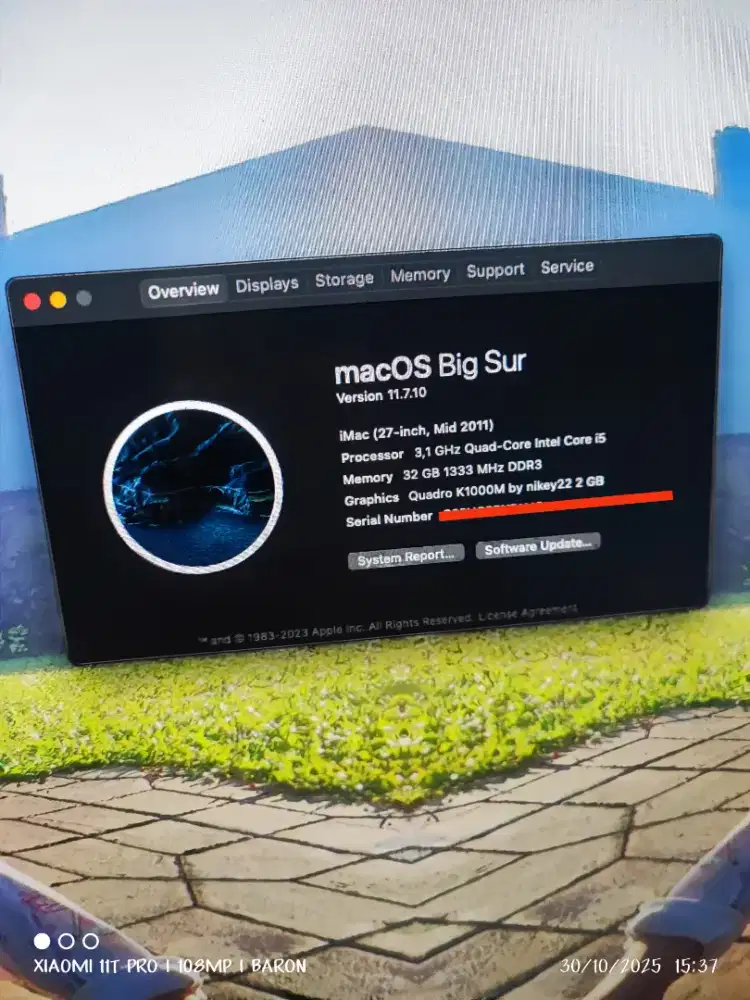 Imac 27 inch mid 2011 BIG SUR UPGRADE ram 32gb ssd Vga Quadro 2Gb