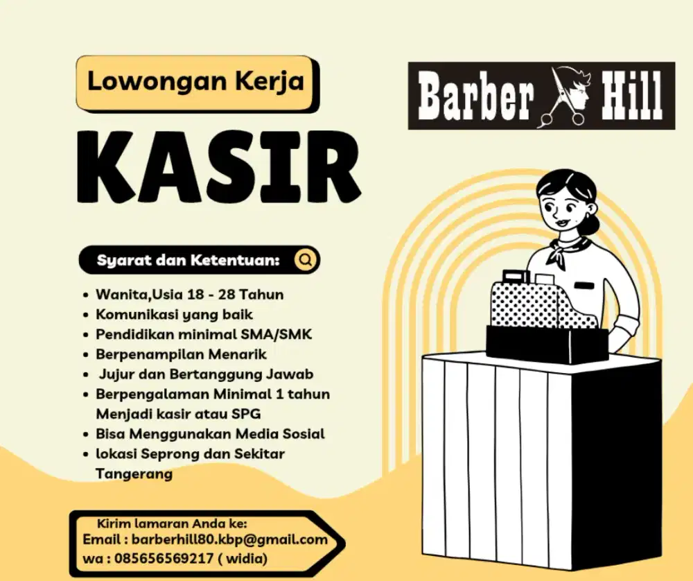 Dibutuhkan Kasir untuk barbershop