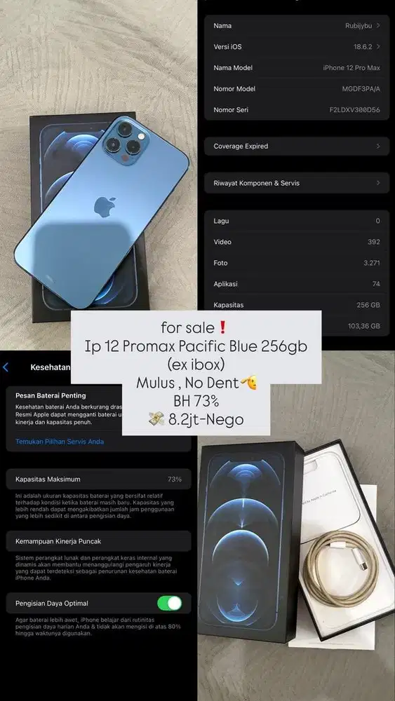 For Sale Ip 12 Promax Pasific Blue 256 ex Ibox