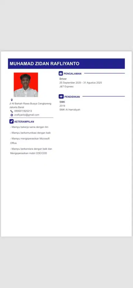 cari kerjaan supir/driver