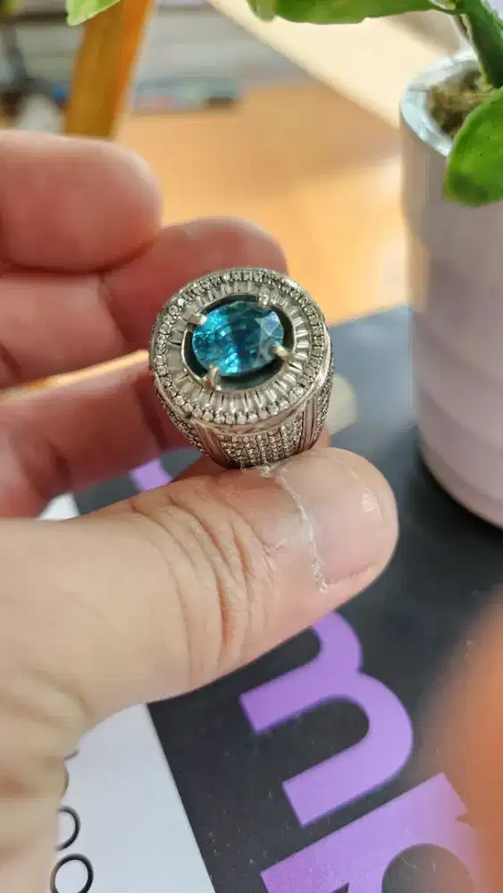 Blue Zircon perak Microseting koleksi Pribadi Jual Cepat BU