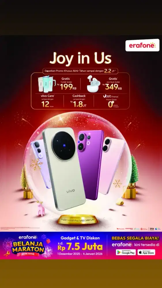 Banyak promo dan hadiah di setiap pembelian HP Vivo, kredit bisa