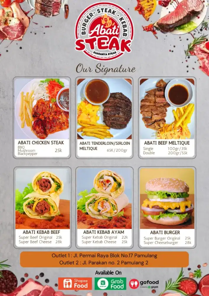 Menjaga otlet untuk membuat steak, kebab dan burger.