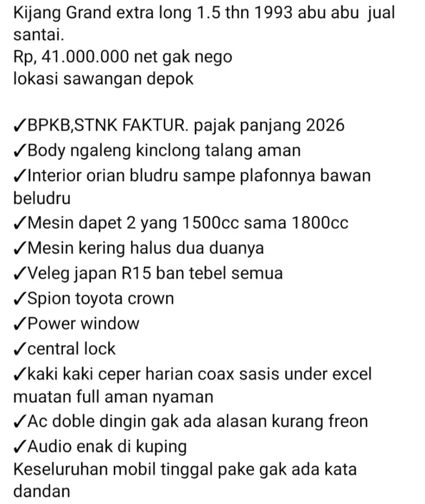 kijang grand extra 1500cc tahun 1993