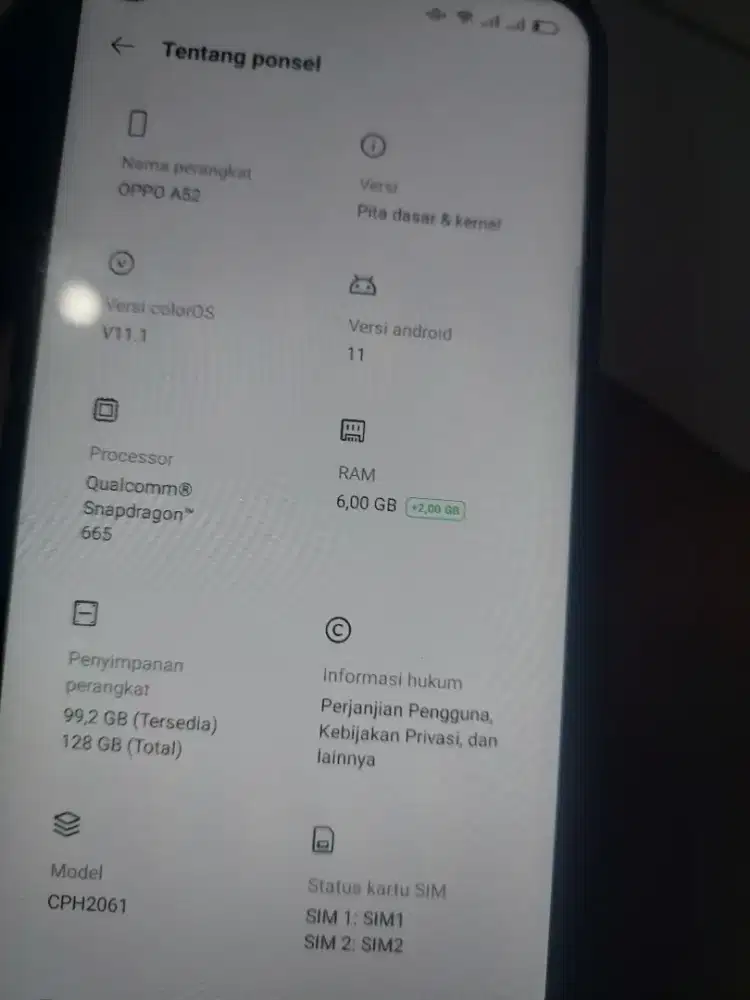 Hp oppoA52 cajer tidak ada kardus tidak