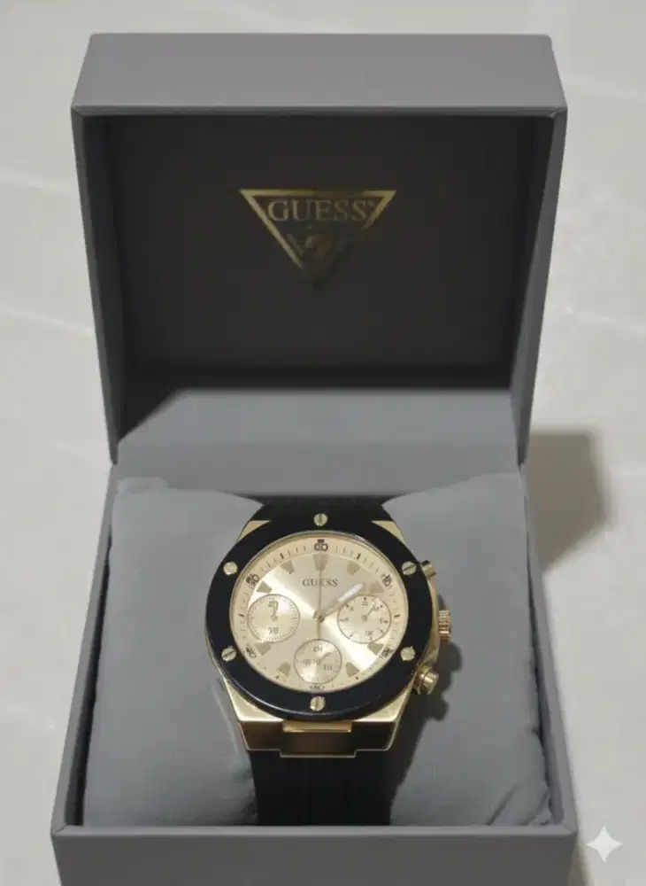 Jam Tangan GUESS , Emas Hitam Original (Lengkap Box)