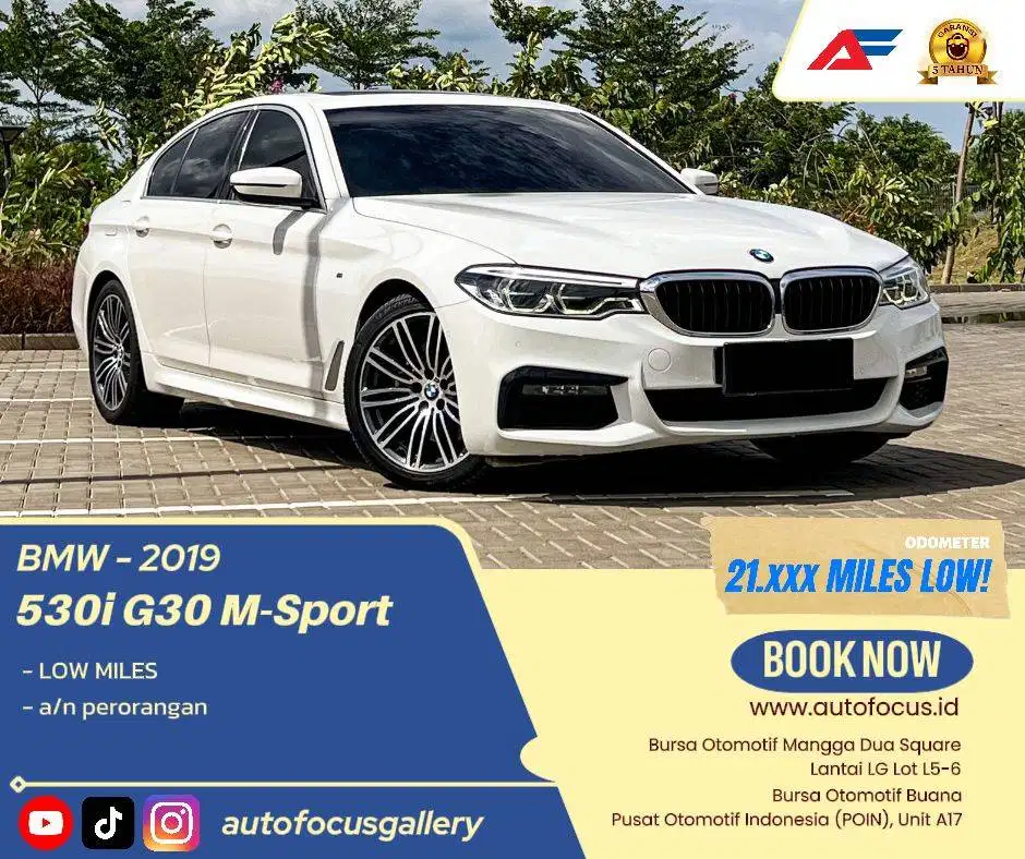 Bmw 530i G30 Msport Facelift Nik 2019 pemakaian 2020 low odo 21rb asl
