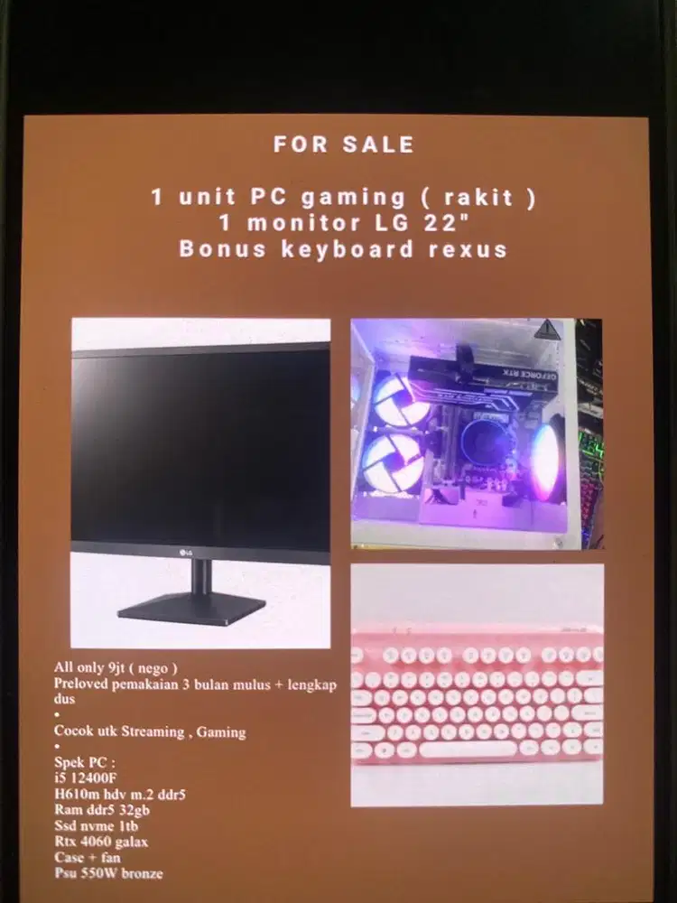 JUAL MURAH PC gaming / streaming