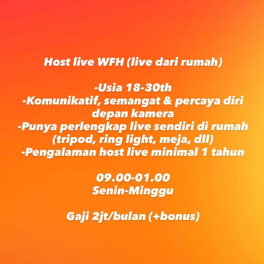 Host Live Wfh Livestream Dari Rumag