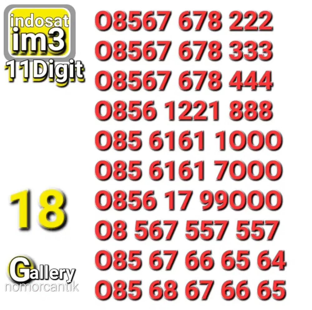 Nomor im3 11digit triple