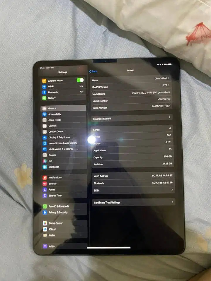 ‼️ JUAL CEPAT iPad Pro 12.9” Inch Gen 4 (Wi-Fi Only) – 256GB ‼️