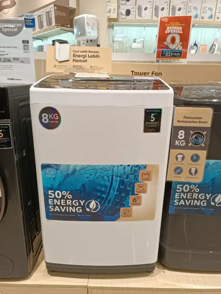 Bunga Cicilan 0% WASHING MACHINE KELS TL 8KG