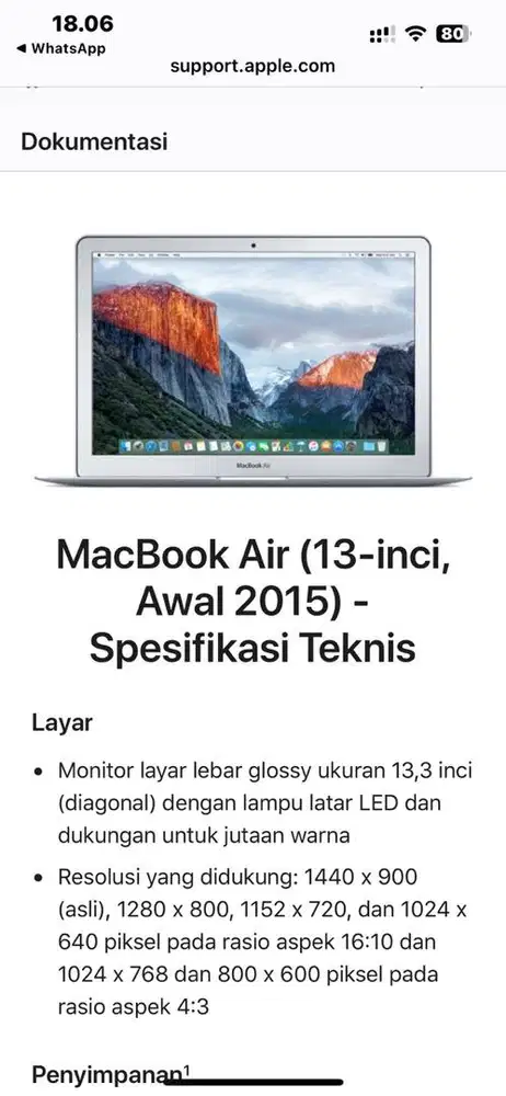 MacBook Air 13 Tahun 2015