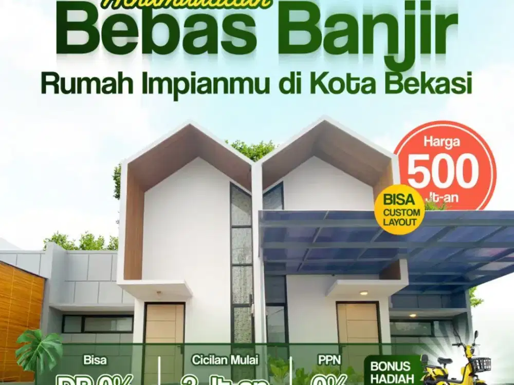 rumah dijual cluster scandinavian bebas banjir di kota Bekasi