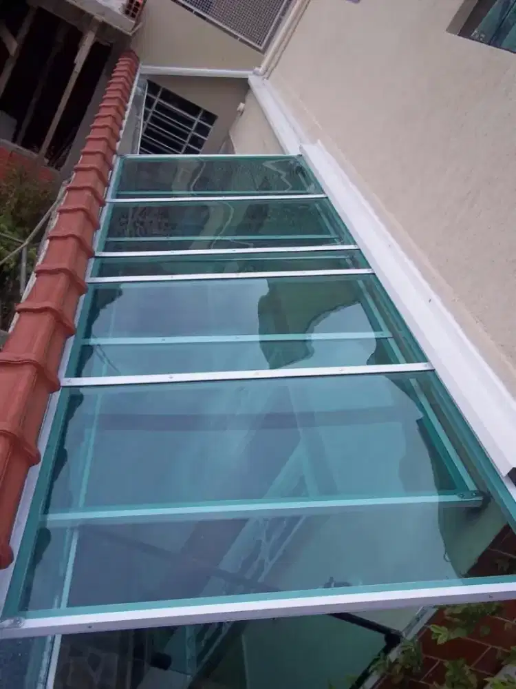 kanopi sleding atap kaca tempered 8mm, 10mm  free survei se-jabodetabe
