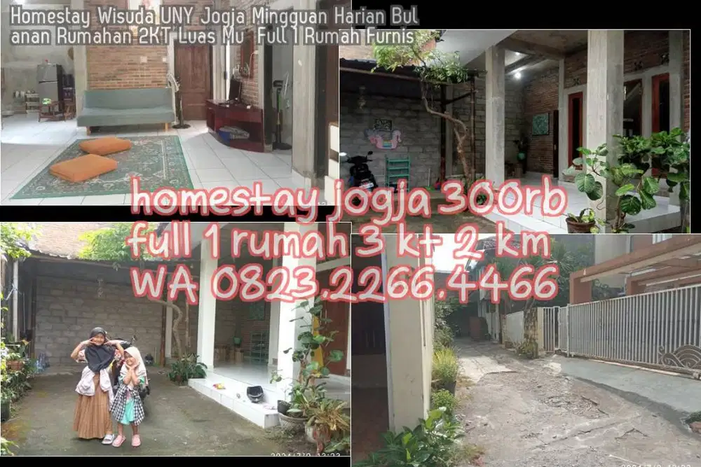 Homestay Wisuda UNY Jogja Mingguan Harian Bulanan Rumahan 2KT Luas Mu