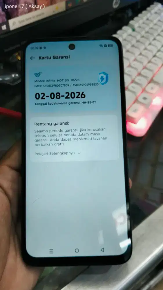 Infinix hot 60i garansi panjang