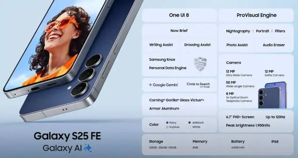 Samsung Galaxy S25 FE | 8GB RAM 256GB Storage - BNIB - Warranty 1 Yr