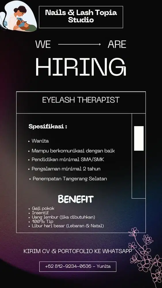 Dibutuhkan Tenaga ahli Eyelash