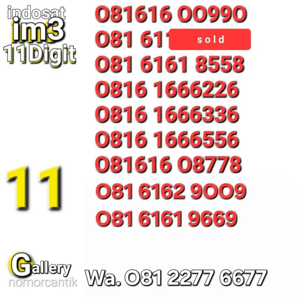 Nomor im3 11digit seri abba