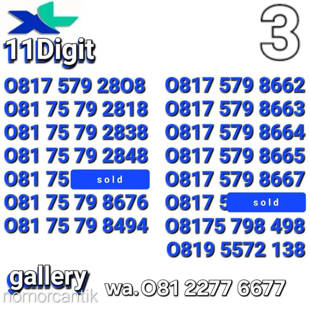Nomor perdana xl 11digit