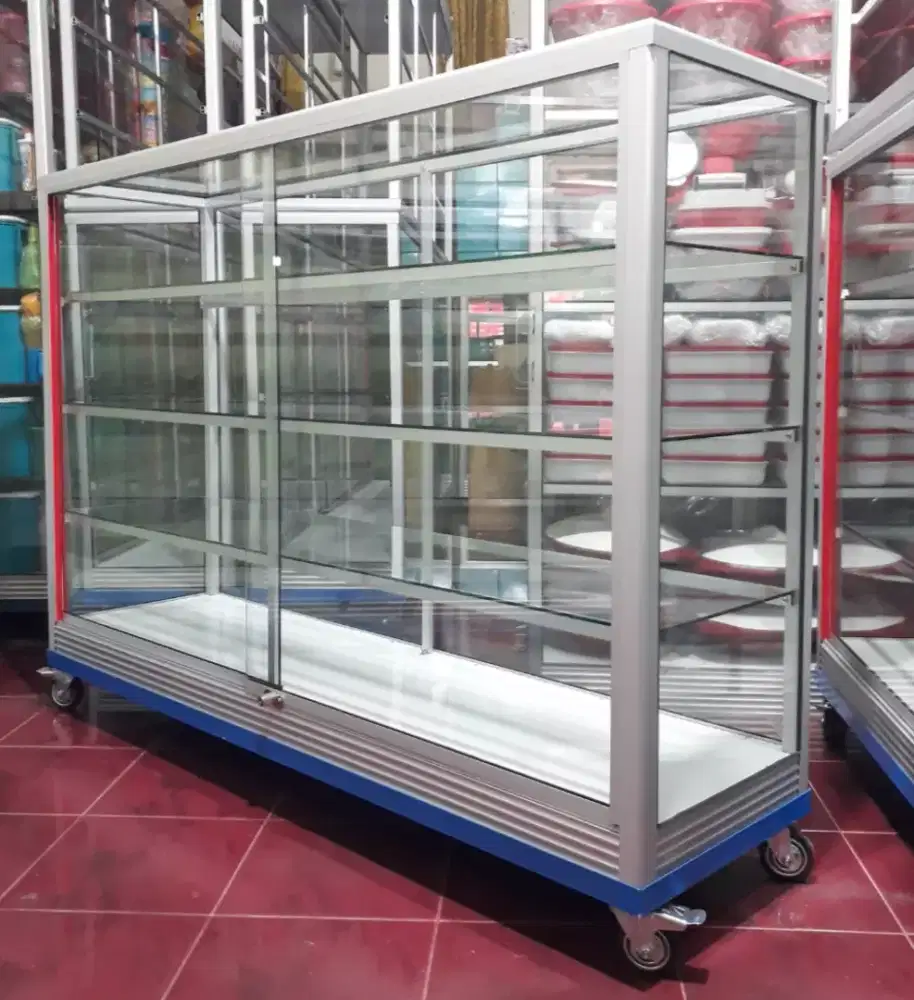 Etalase 1,5Mx1M Pakai Siku Besi + RODA BESAR Siap Kirim