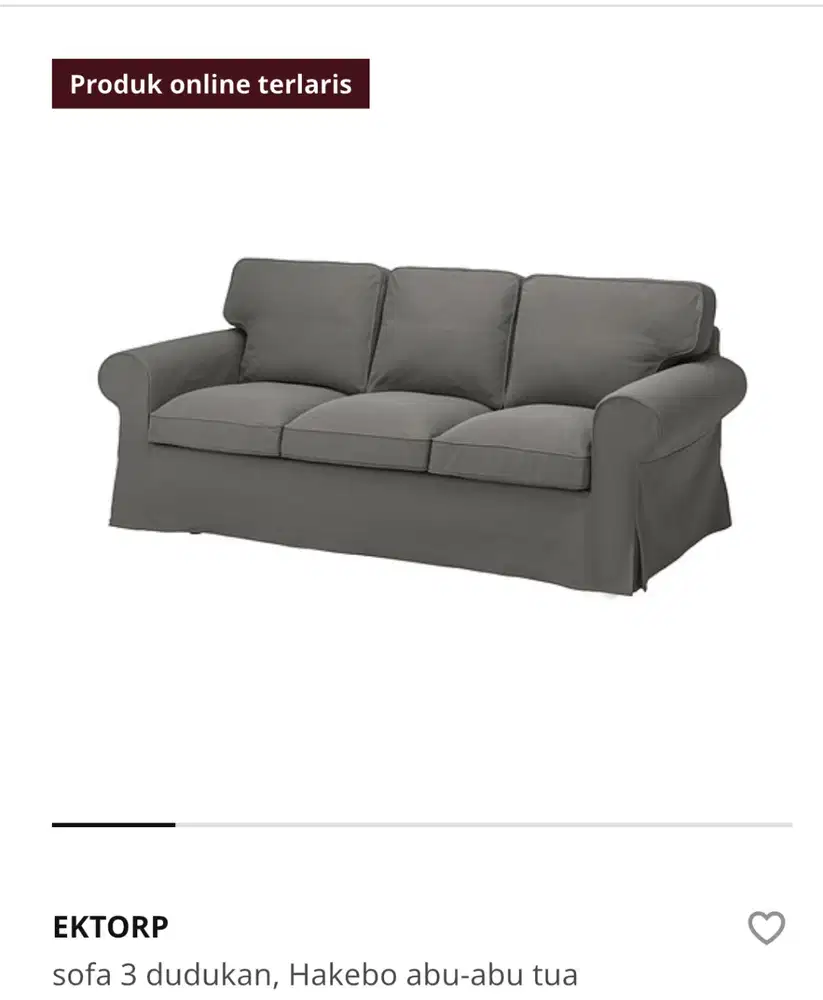 Sofa 3 dudukan IKEA Ektrop Abu Tua