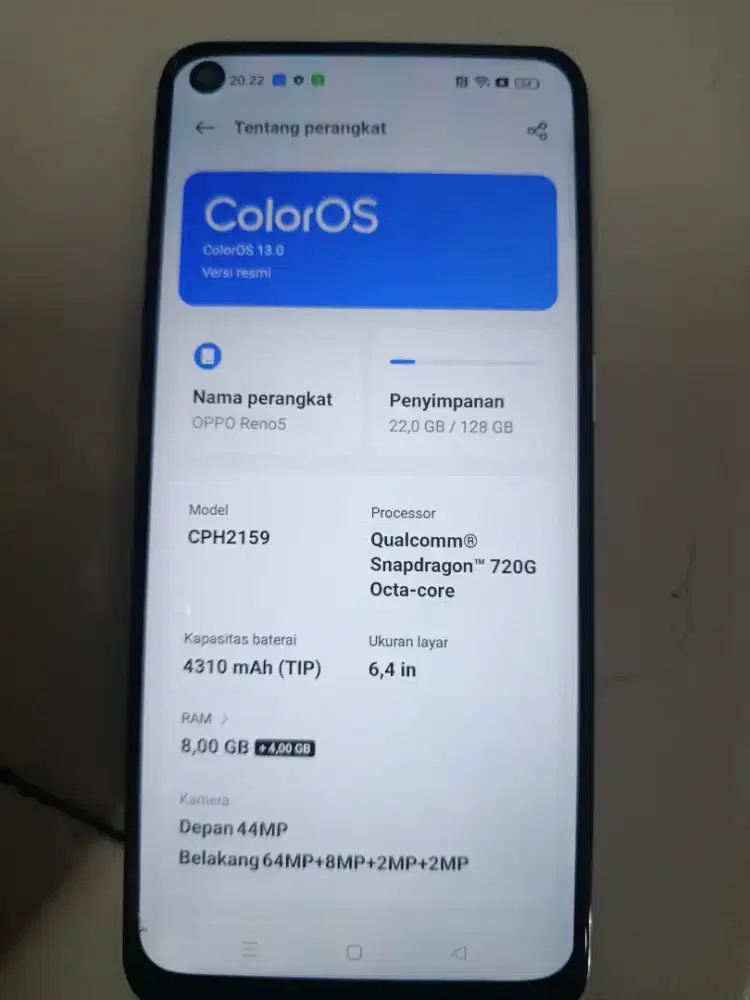 Oppo RENO 5 ram 8/128