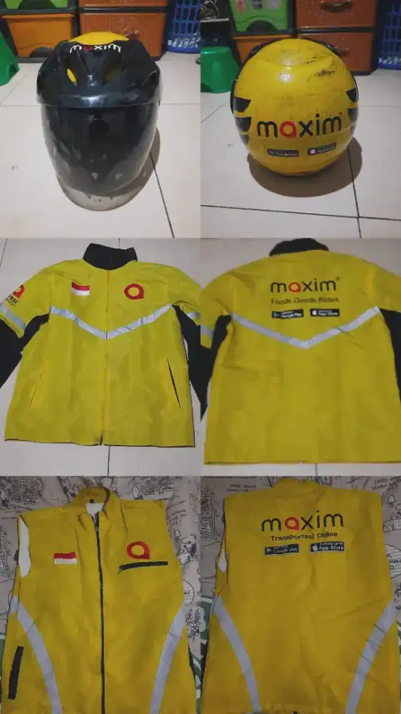 Dijual jaket maxim, rompi maxim, dan helm maxim