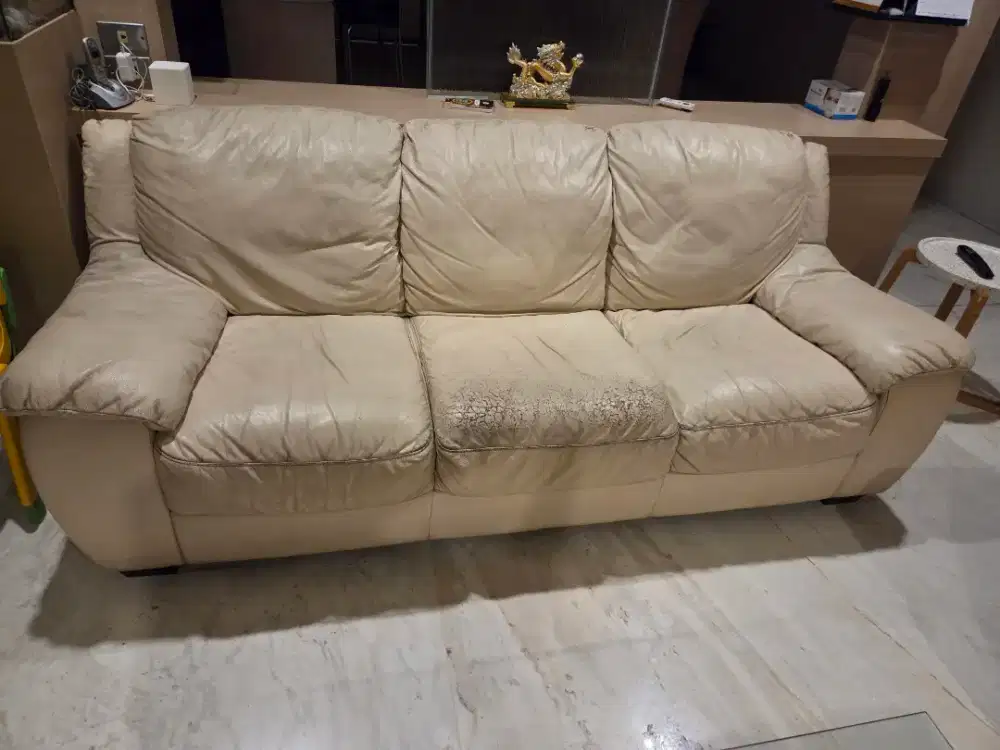 Sofa 3 Seater dan 2 Seater Eks Natuzzi Italia Full Leather