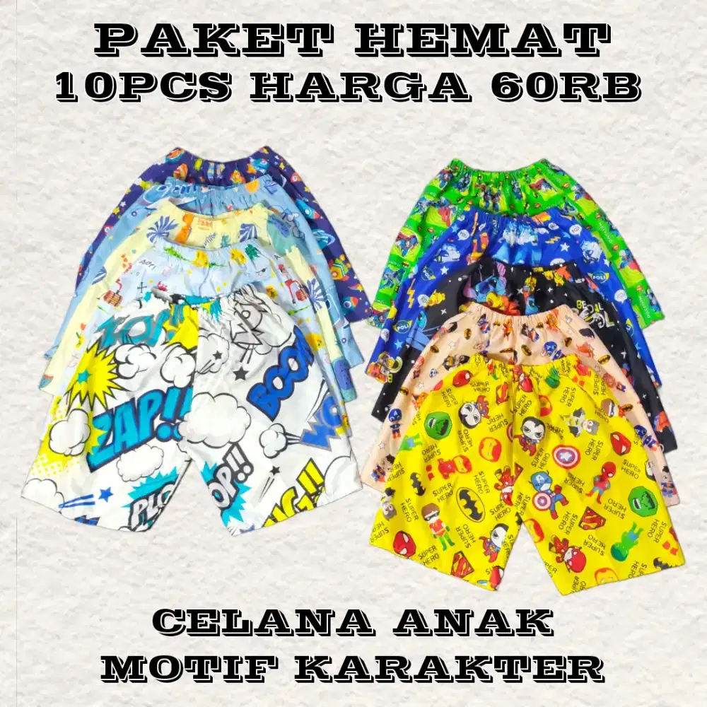 CELANA ANAK MOTIF KARAKTER BUAT USIA 1 - 15 TAHUN