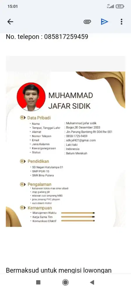 Saya sedang mencari pekerjaan