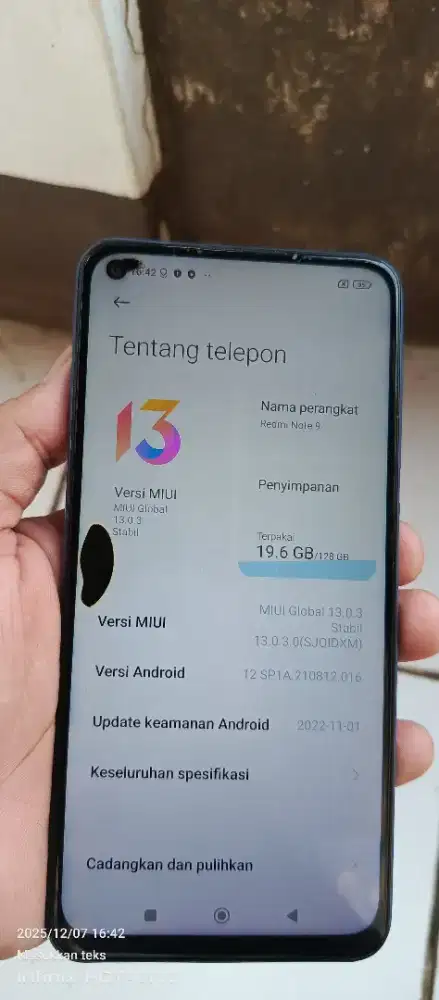 Redmi not 9.   6/128. Mnus noda item SMA FP of