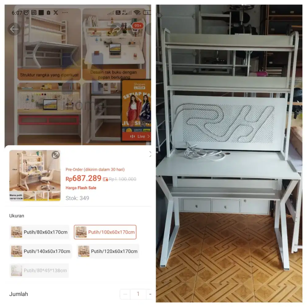 Cuci gudang meja belajar, meja kerja, meja komputer, meja rak