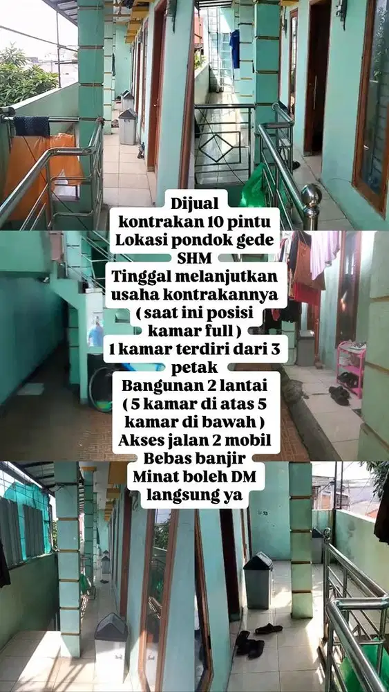 Dijual kontrakan 10 pintu lokasi Pondok Gede