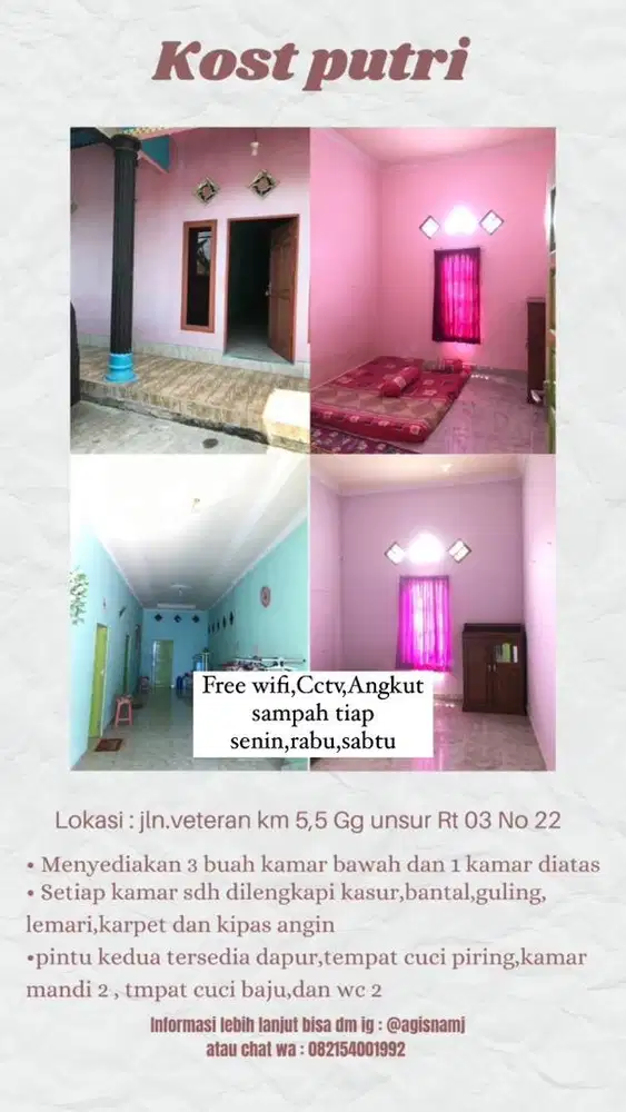 Disewakan kost putri