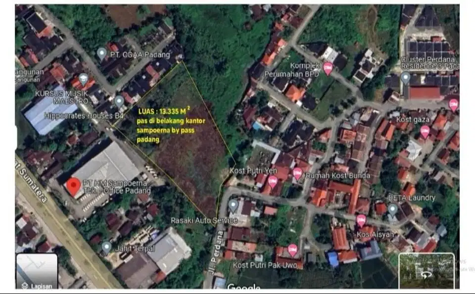 Dijual cepat tanah di Bypas Padang