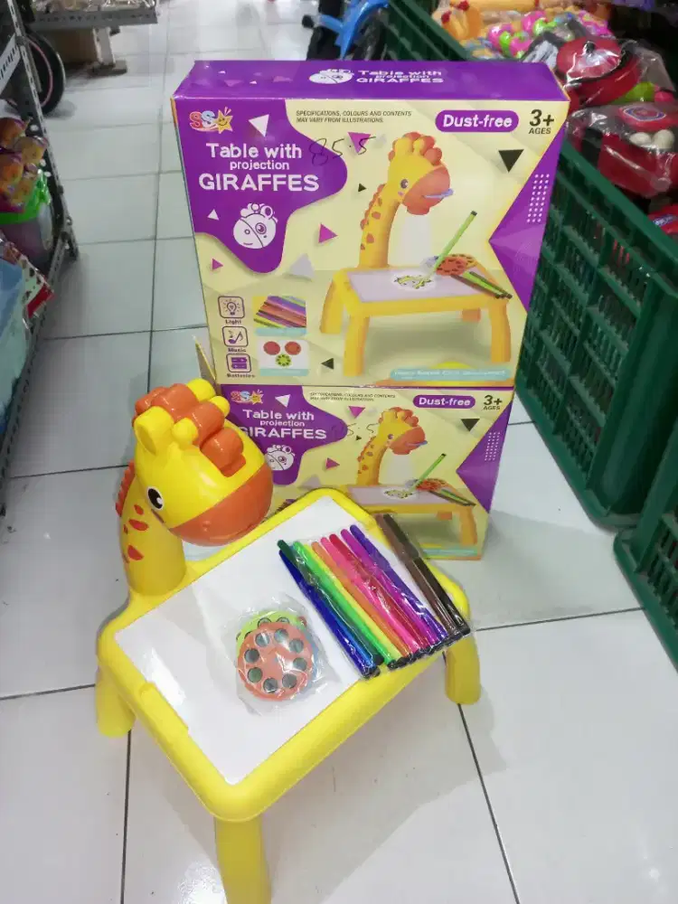 Mainan anak meja projector jerapah baterai