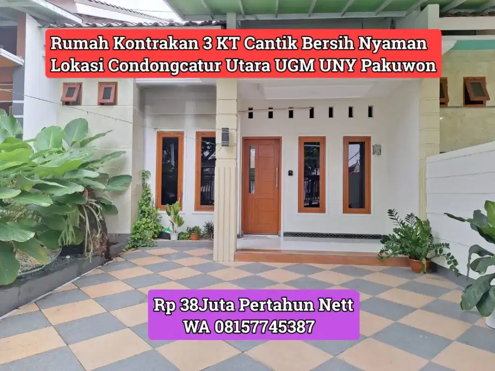 RUMAH CONDONGCATUR UGM PAKUWON MALL DIKONTRAKAN 38JUTA NETT/THUN